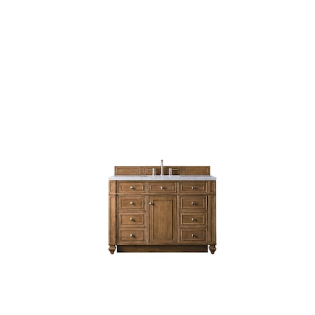 James Martin Vanities Bristol 48in Single Vanity, Saddle Brown w/ 3 CM Eternal Jasmine Pearl Quartz Top 157-V48-SBR-3EJP